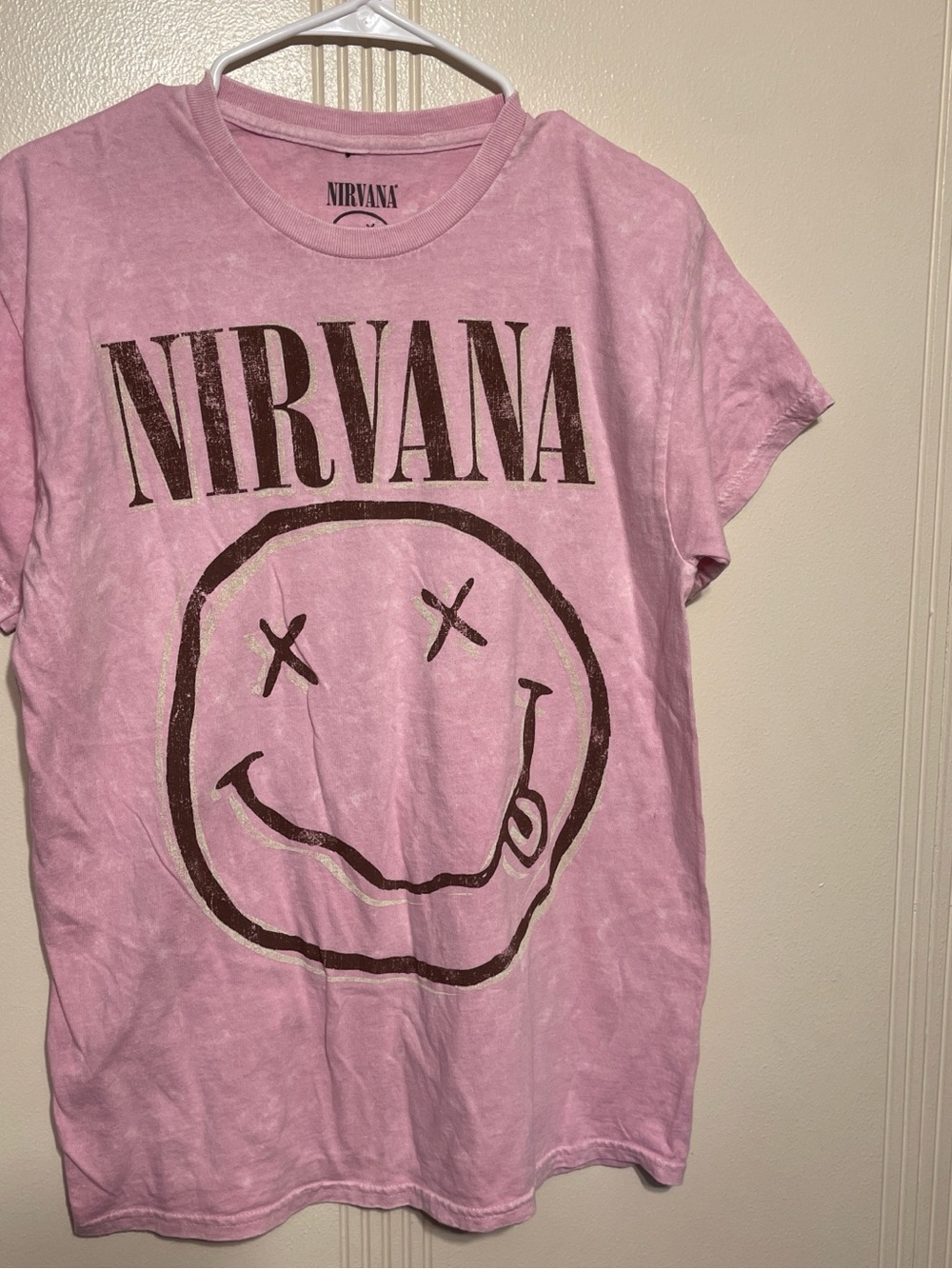 NIRVANA Pink Smiley Logo Tee